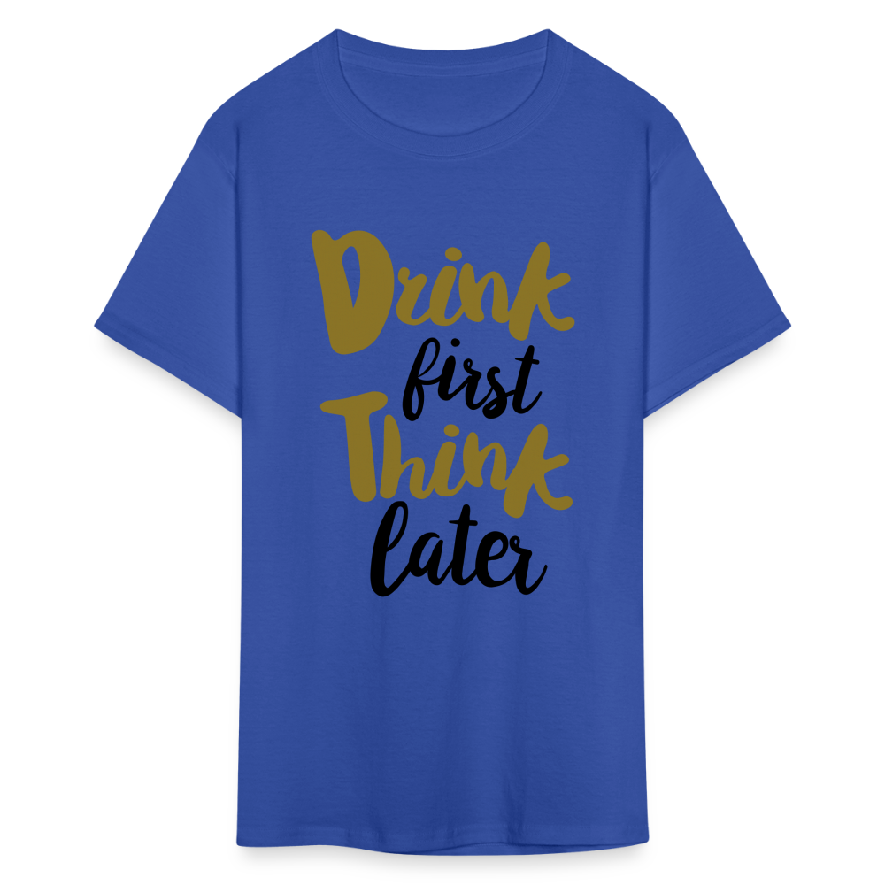 Unisex Drink Print T Shirt - royal blue