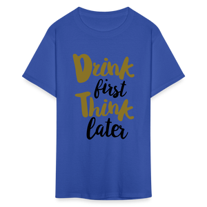 Unisex Drink Print T Shirt - royal blue