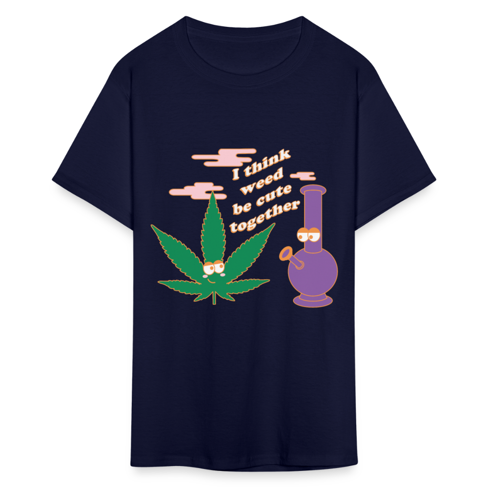 Unisex Classic Weed Print T Shirt - navy