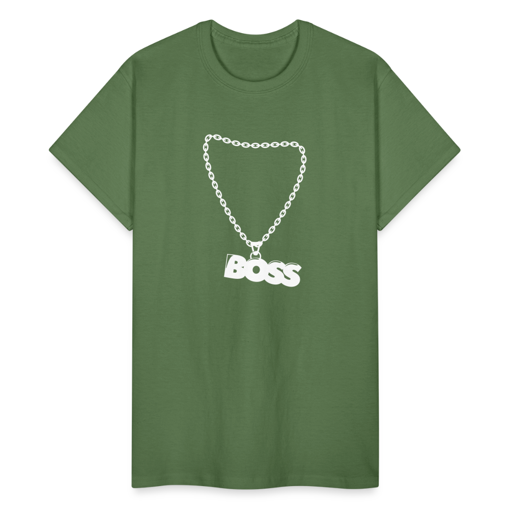 Unisex Adult Gildan Ultra Cotton Boss Print T Shirt - military green