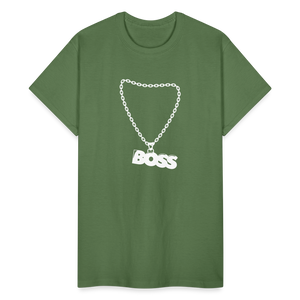 Unisex Adult Gildan Ultra Cotton Boss Print T Shirt - military green