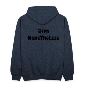 Contrast Custom Diva NoneTheLess Front & Back Hoodie - indigo heather/asphalt