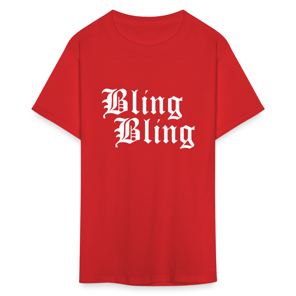 Unisex Bling Bling Print T Shirt - red