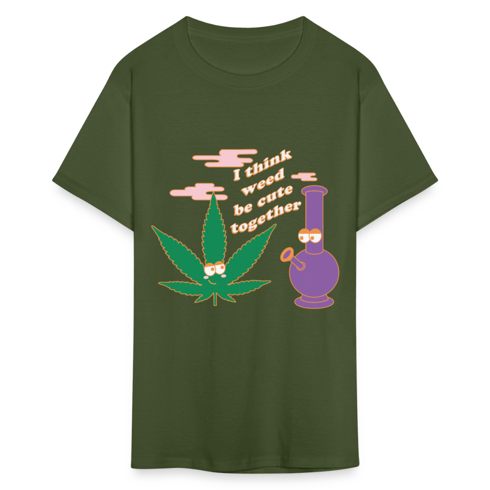 Unisex Classic Weed Print T Shirt - military green