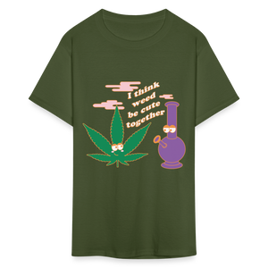 Unisex Classic Weed Print T Shirt - military green