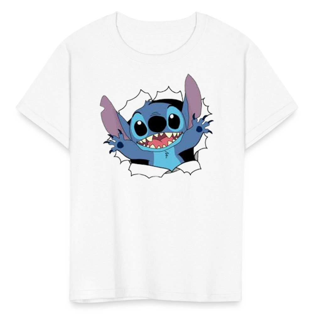 Kids and Babies Unisex Stitch Print  T-Shirt - white