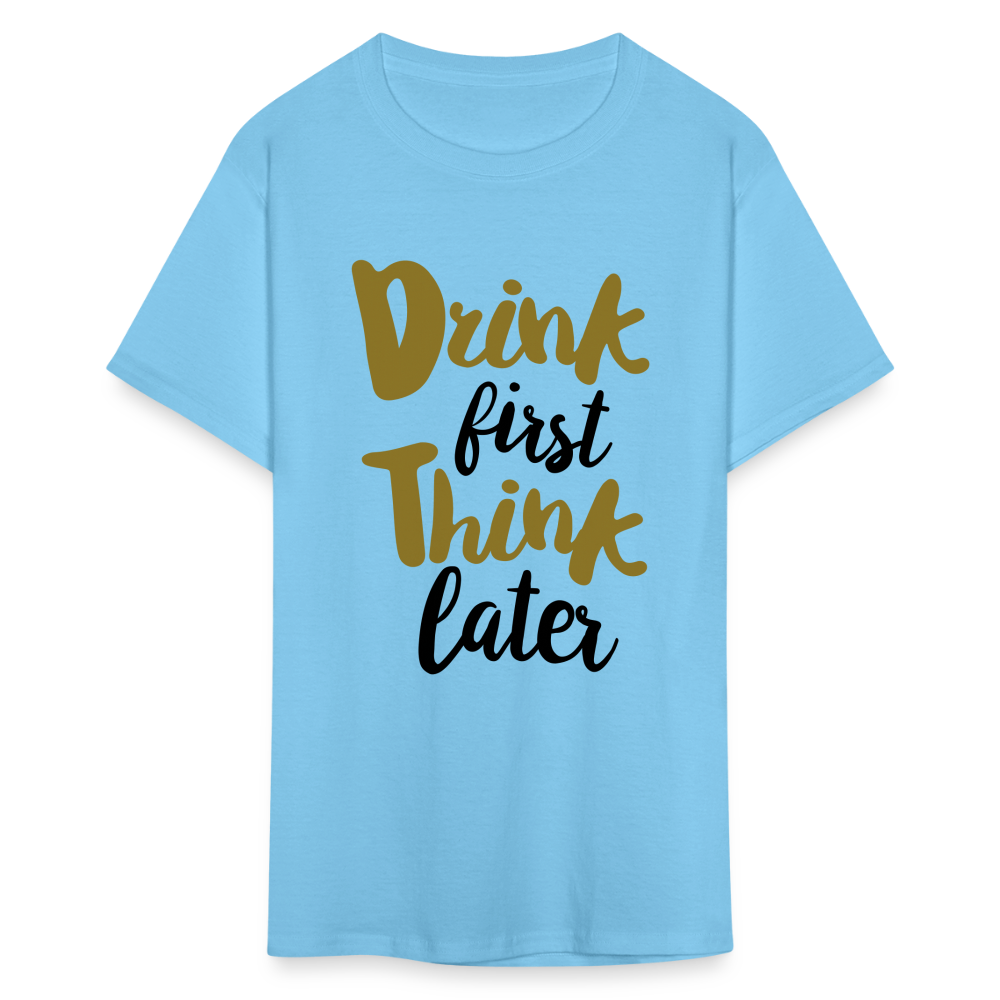 Unisex Drink Print T Shirt - aquatic blue