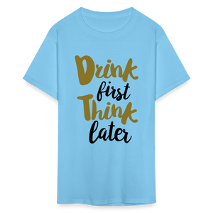 Unisex Drink Print T Shirt - aquatic blue