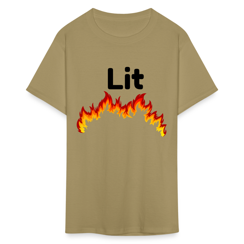 Unisex Lit Print T Shirt - khaki