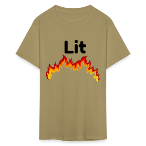 Unisex Lit Print T Shirt - khaki