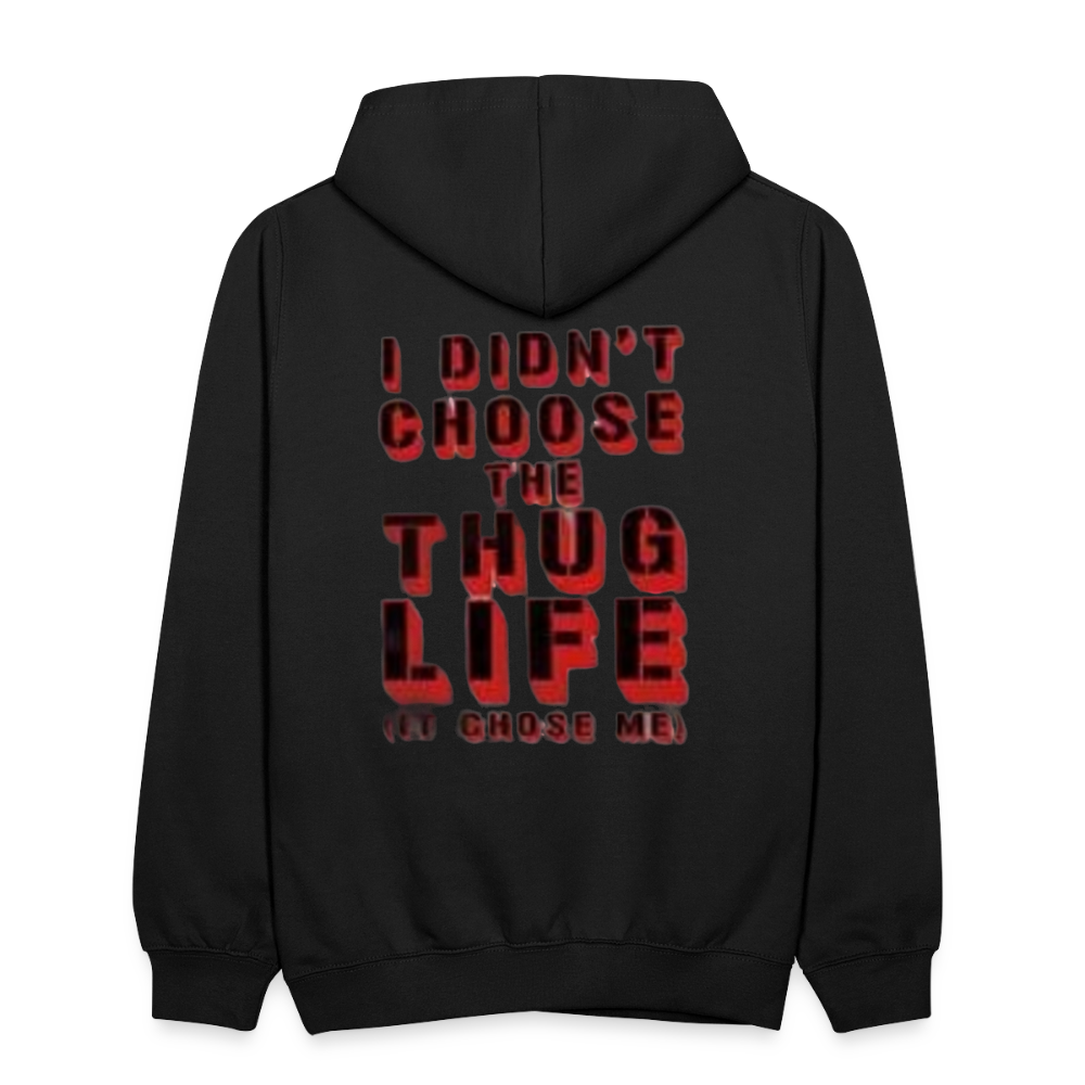 Boys Contrast Thug Life Print Hoodie - black/asphalt