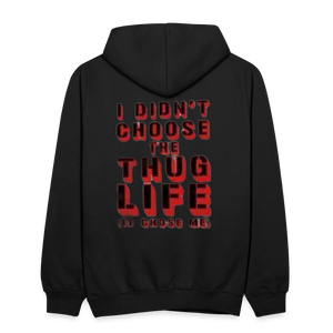 Boys Contrast Thug Life Print Hoodie - black/asphalt