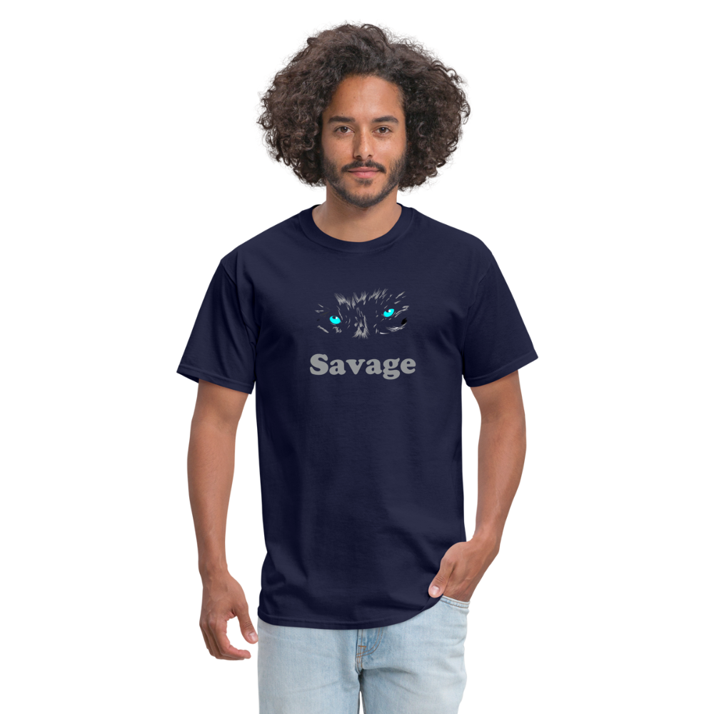 Unisex Savage Print T Shirt - navy