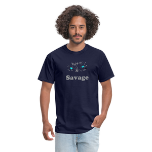 Unisex Savage Print T Shirt - navy