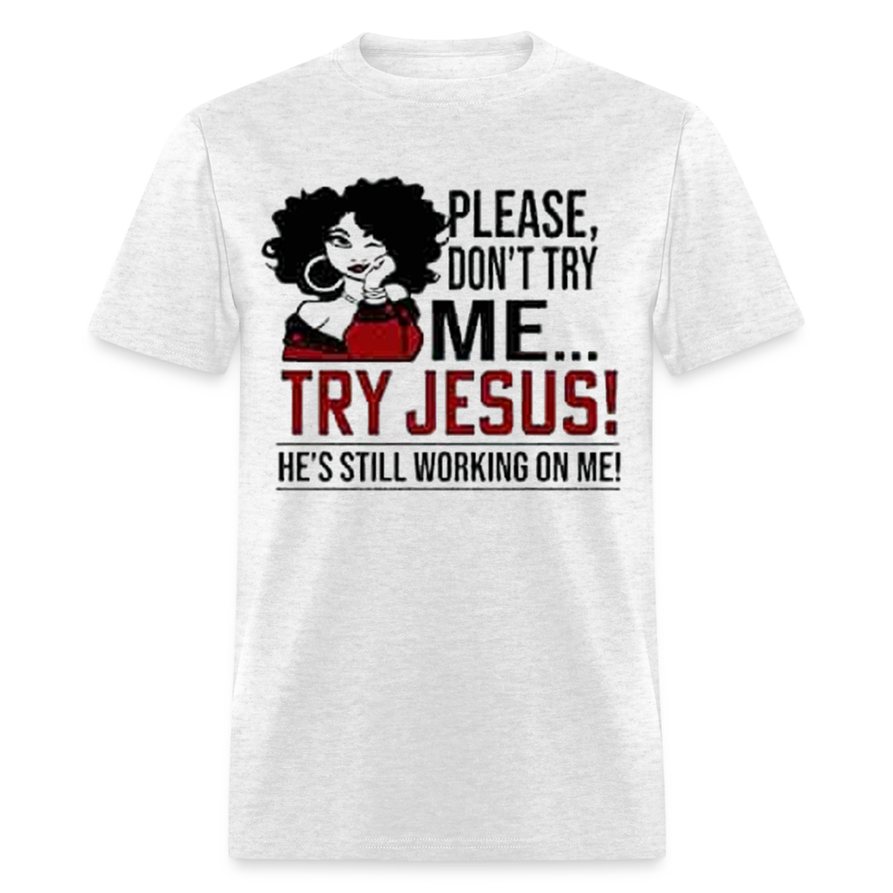 Women's Classic Jesus Print T Shirt - light heather gray