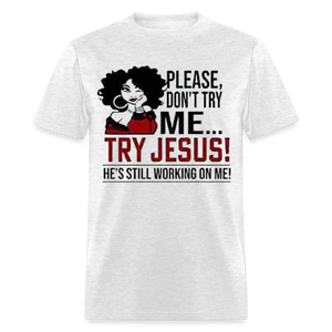 Women's Classic Jesus Print T Shirt - light heather gray