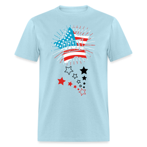 Unisex Independence Day Print T Shirt - powder blue