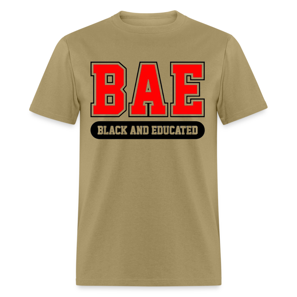 Unisex Classic Bae Print Fruit of The Loom T Shirt - khaki