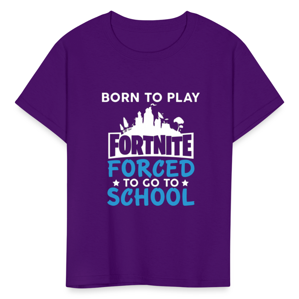 Boys Forced to go to School Print T Shirt - purple