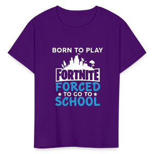 Boys Forced to go to School Print T Shirt - purple