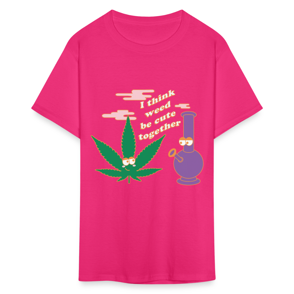 Unisex Classic Weed Print T Shirt - fuchsia