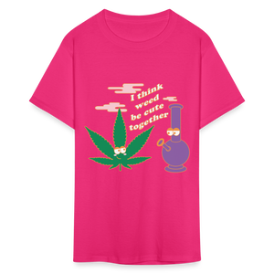 Unisex Classic Weed Print T Shirt - fuchsia