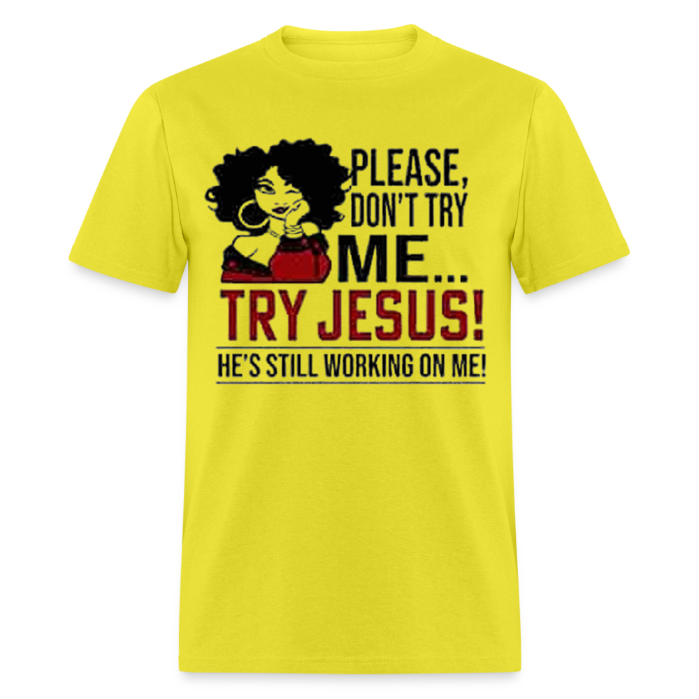 Women's Classic Jesus Print T Shirt - yellow