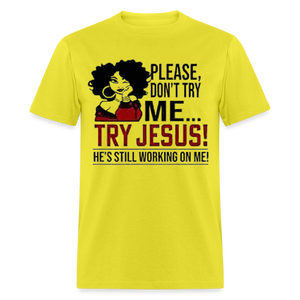 Women's Classic Jesus Print T Shirt - yellow