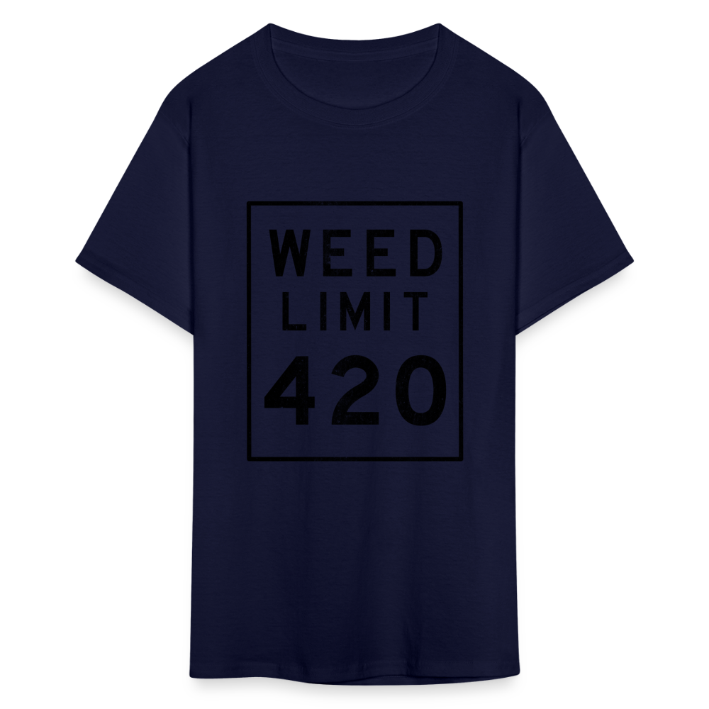 Unisex Weed Limit 420 Print T Shirt - navy