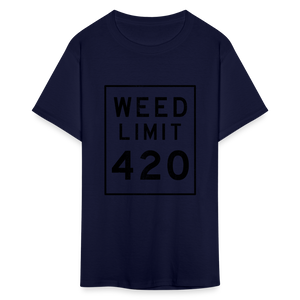 Unisex Weed Limit 420 Print T Shirt - navy