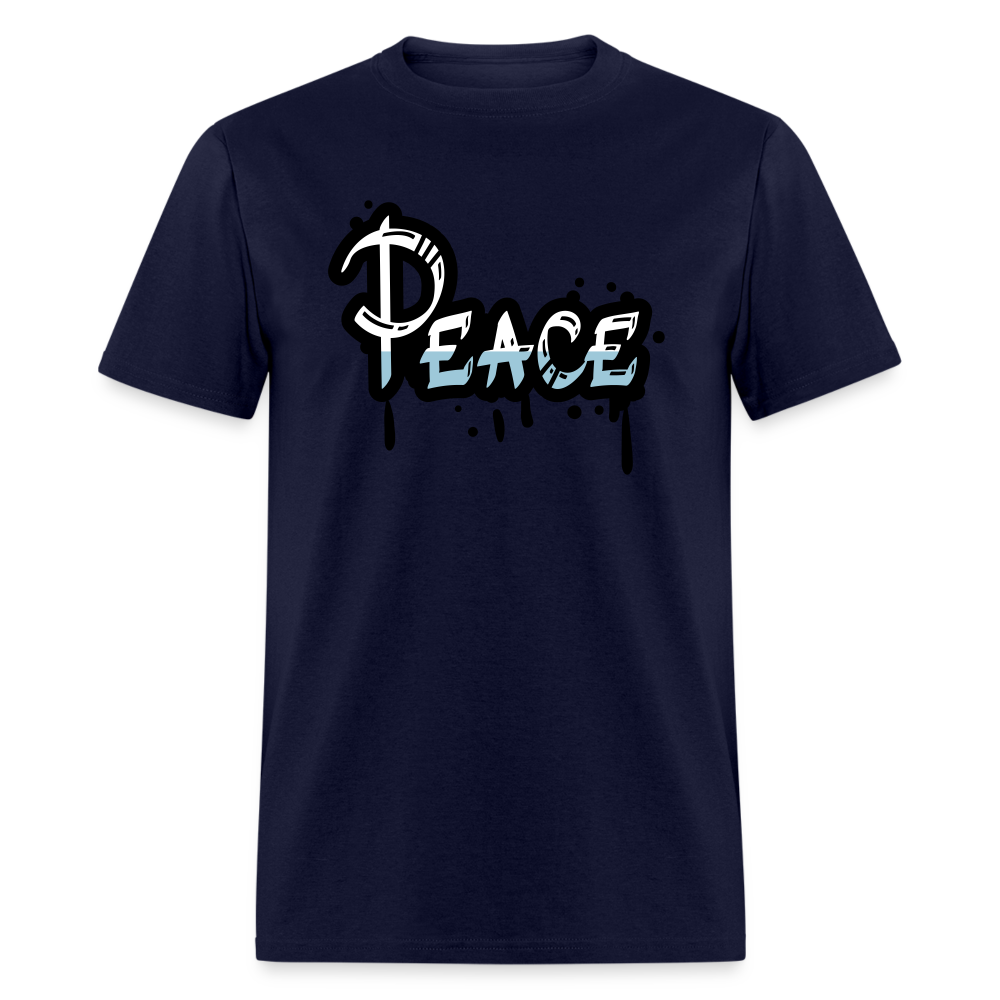 Unisex Peace Print T Shirt - navy