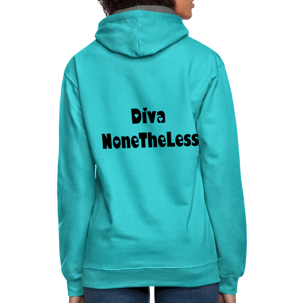 Contrast Custom Diva NoneTheLess Front & Back Hoodie - scuba blue/asphalt