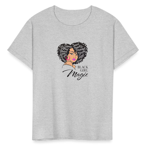 Girls Fruit of the Loom Black Girl Print T Shirt - heather gray