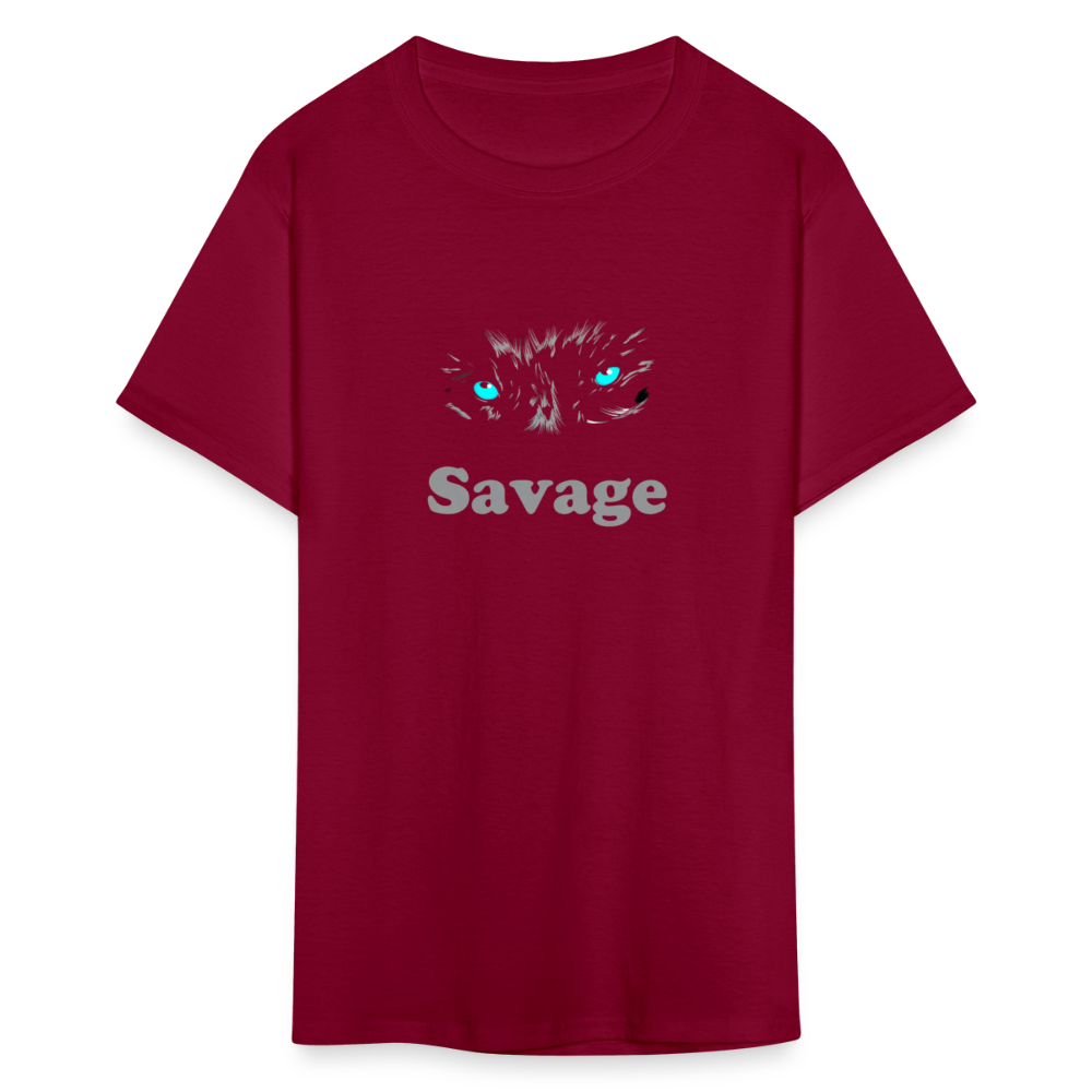 Unisex Savage Print T Shirt - burgundy