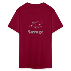 Unisex Savage Print T Shirt - burgundy