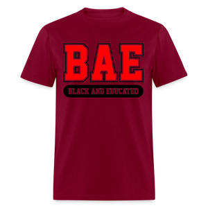 Unisex Classic Bae Print Fruit of The Loom T Shirt - burgundy