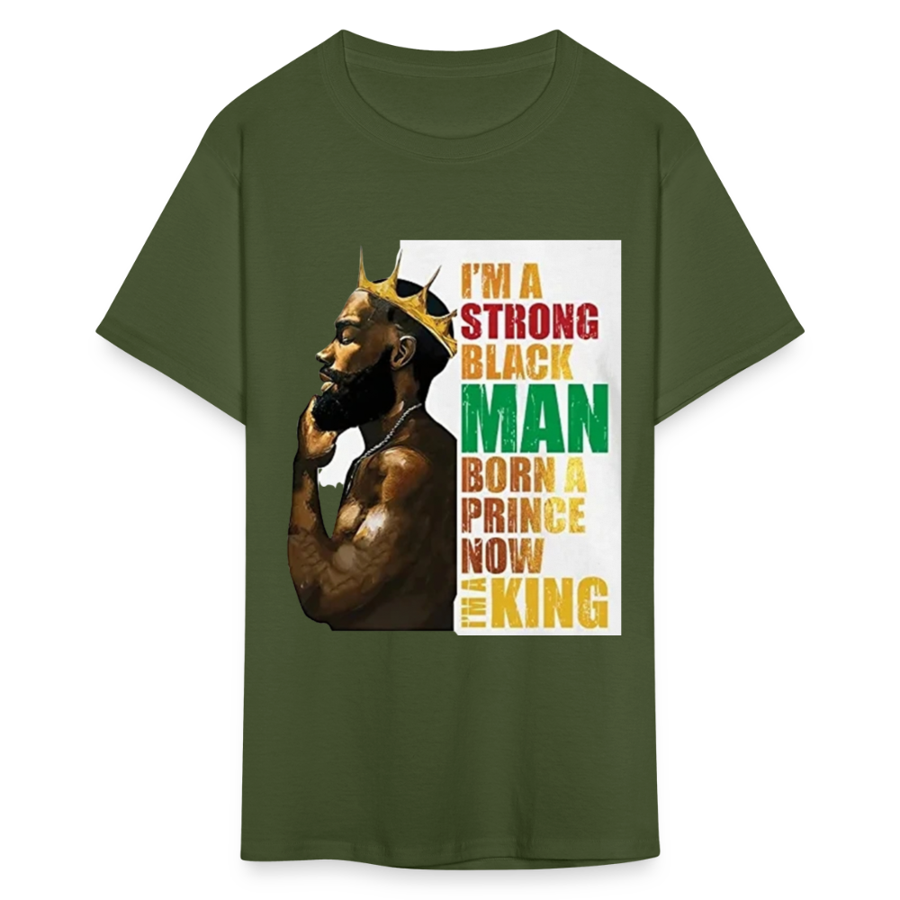 Men's Black King Print T Shirt - military green