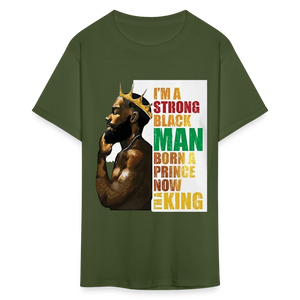 Men's Black King Print T Shirt - military green