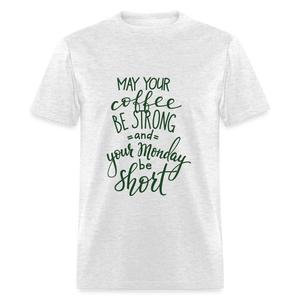 Unisex Adult Coffee Strong Print T Shirt - light heather gray