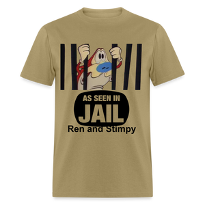 Unisex Ren and Stimpy Print T Shirt - khaki