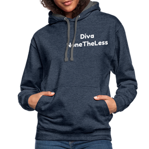 Contrast Custom Diva NoneTheLess Front & Back Hoodie - indigo heather/asphalt