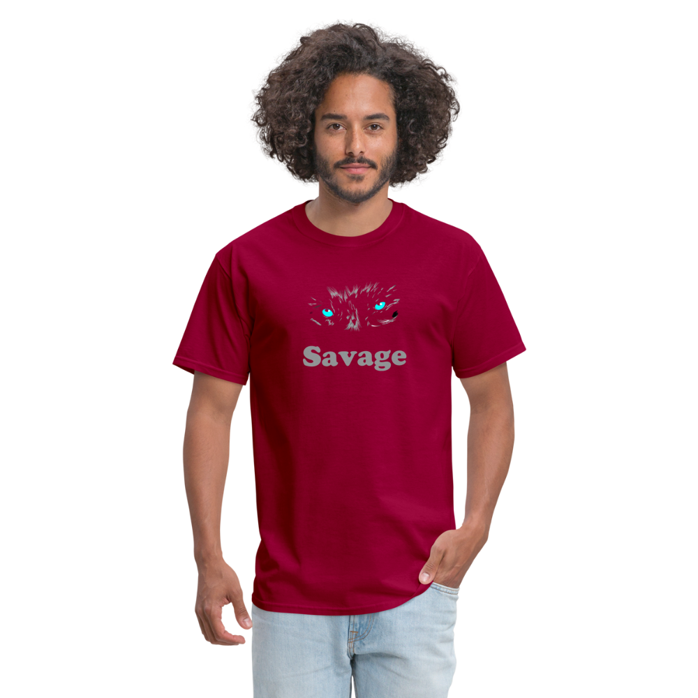 Unisex Savage Print T Shirt - dark red