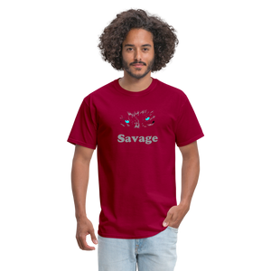 Unisex Savage Print T Shirt - dark red