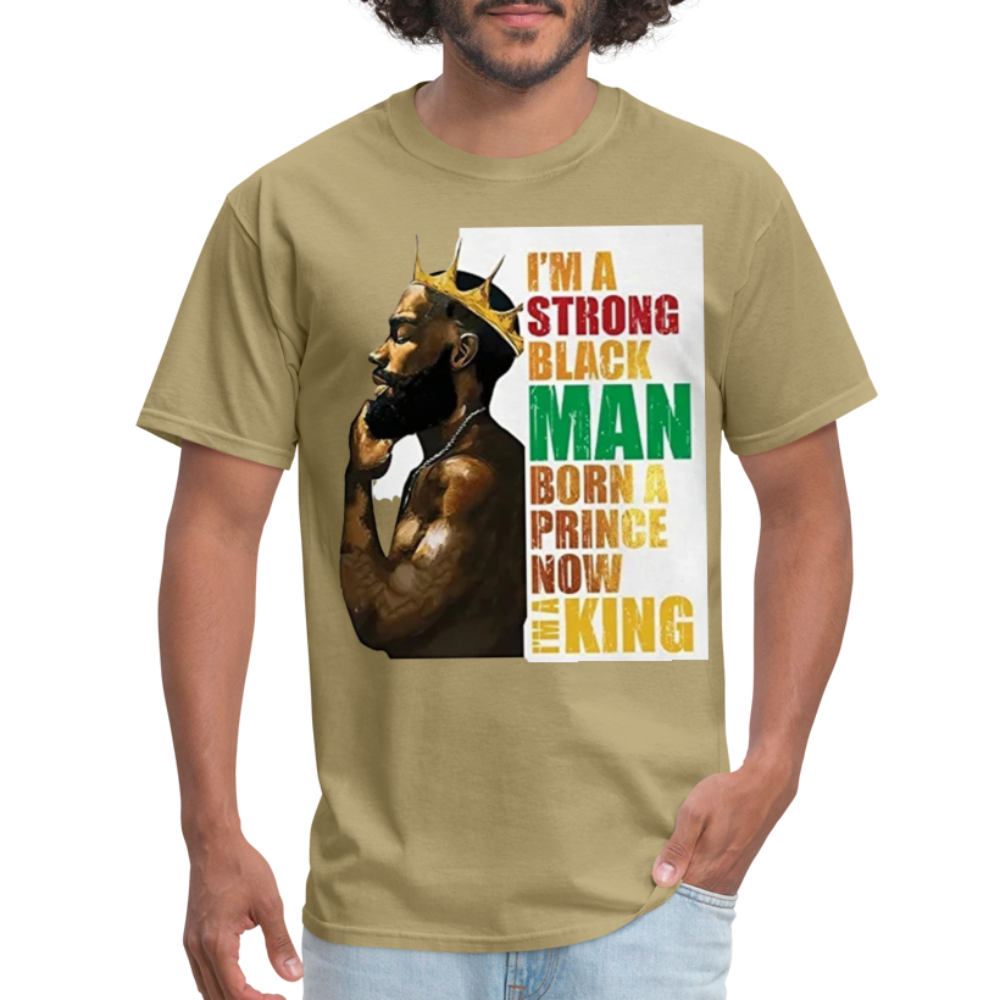 Men's Black King Print T Shirt - khaki