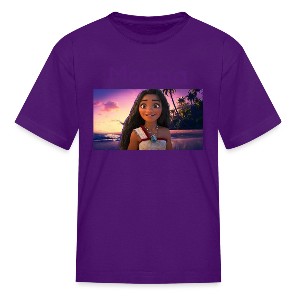 Kids Girls Fruit of the Loom Moana Print T Shirt - purple