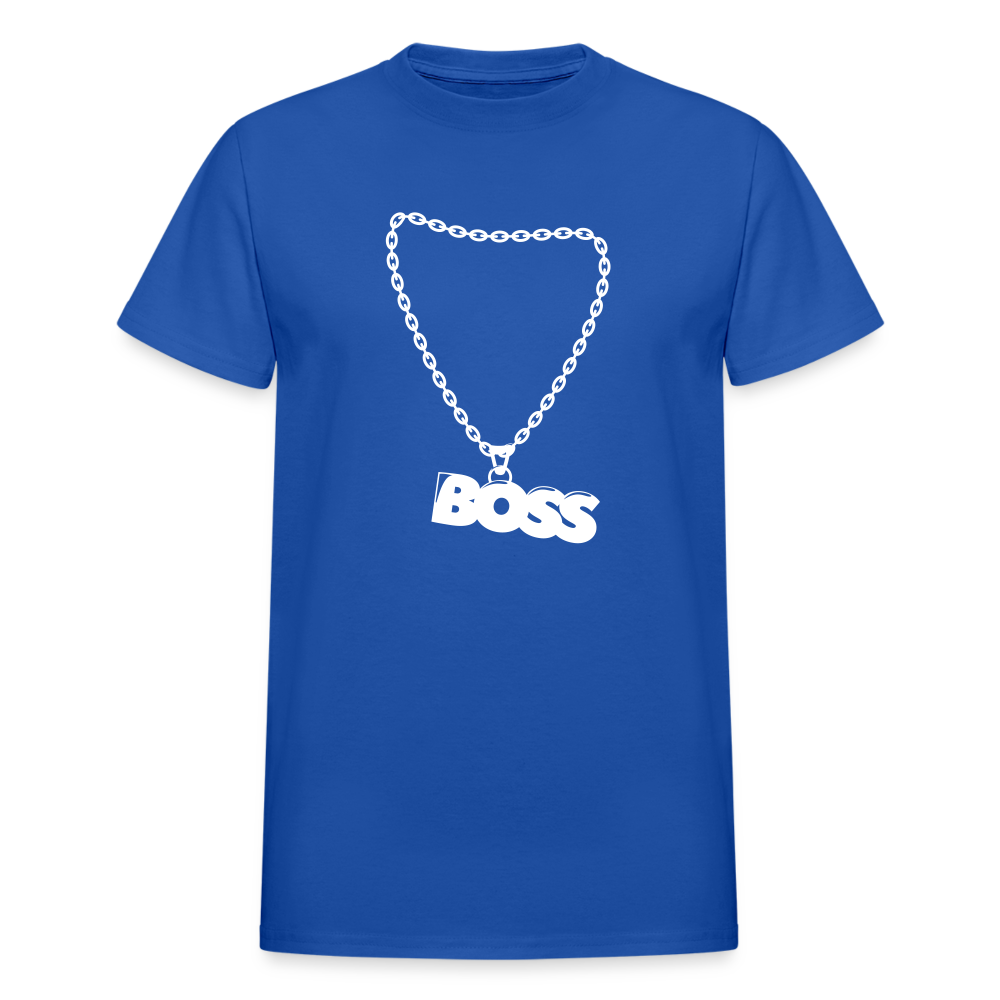 Unisex Adult Gildan Ultra Cotton Boss Print T Shirt - royal blue