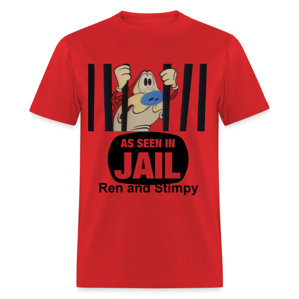 Unisex Ren and Stimpy Print T Shirt - red