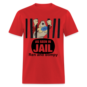 Unisex Ren and Stimpy Print T Shirt - red