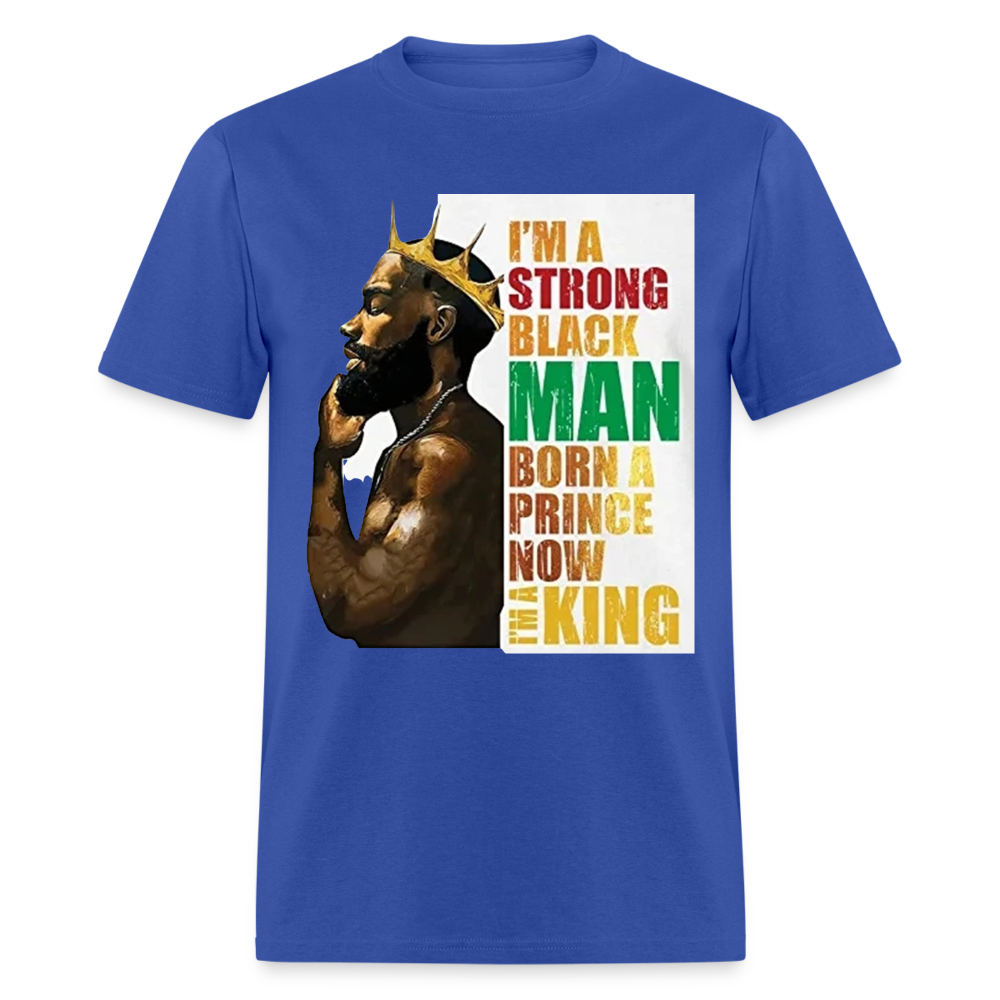 Men's Black King Print T Shirt - royal blue