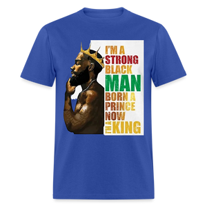 Men's Black King Print T Shirt - royal blue